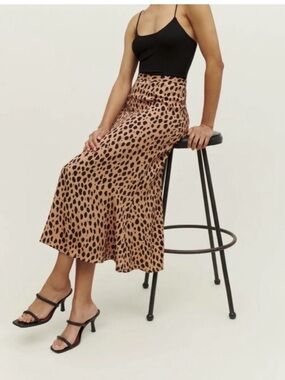 Reformation Bea Skirt in Bobcat Animal Print Size 2 Midi